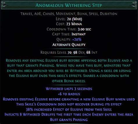 This build is a fast mapper and has no issues running straight to Red Maps. . Poe withering step